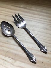 Vintage 1950s Oneida Canada Silver Plated Vegetable Serving Spoon and Meat Fork picture