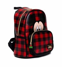 DISNEY STORYBOOK MICKEY BUFFALO PLAID RED CHECKERED CHRISTMAS MINI BACKPACK NEW picture