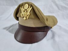 WW2 US Army Aircorps Military Airforce Officers Khaki Crusher Visor Hat Cap Repr picture