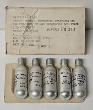 Carbon Dioxide Threaded Technical Cylinders For Life Preservers Lot of 5, 1963 picture