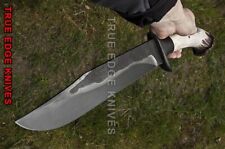 Handmade Carbon Steel Hunting Big Bowie Knife with Stag Handle Leather Sheath  picture