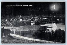 c1920 Birds Eye View At Night Windom Minnesota Moonlight Dirt Road River Postcar picture