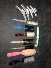 Vintage Brushes Comb Aluminum Clip Tease Rat Bristle Wood Plastic Tearless Rare picture