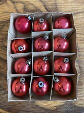 Lot Of 12 Very Vintage Unbranded Glass Ornaments Red Made in the U S of A picture