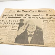 Dallas Times Herald January 25 1965 Winston Churchill Memorial LBJ Newspaper picture
