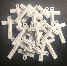 White Plastic Rosary Crucifix Lot Of 20 picture