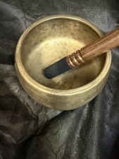 Rare Antique Mani Buddha Healing Yoga collectible Singing bowl Size 6.8" Id# E1 picture