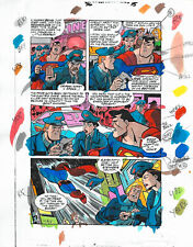 Original 1999 Superman Adventures 36 color guide art page 15, DC Comics action picture