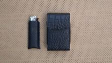 New Black Leather Cigratte Case Holder Lighter Pocket Clip Top Smoking Acessory picture