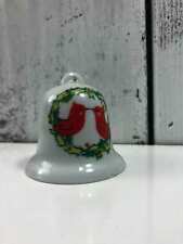 VTG. HAND PAINTED S RED ROBIN SMALL BELL ORNAMENT POTTERY GOOD USED CONDITION picture