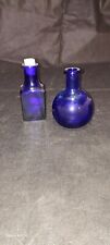 2 vintage cobalt blue glass bottles picture