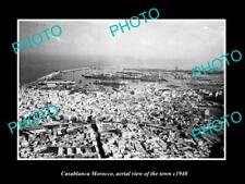 OLD POSTCARD SIZE PHOTO CASABLANCA MOROCCO AERIAL VIEW OF THE TOWN c1940 picture