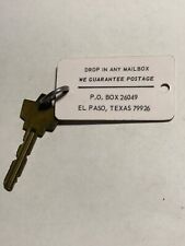 Vintage White Hotel Motel Room Key Fob with Key 70's-80's El Paso Texas #105 picture