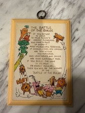 Vintage 1983 Hallmark Battle of the Bulge Diet Humor Cartoon Wall Plaque picture