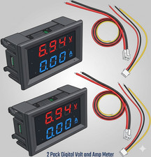 2pcs DC 100V 10A Voltmeter Ammeter LED Dual Volt Amp Meter Voltage Current Gauge picture