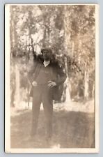 RPPC Man Wearing Newsboy Cap with Pocket Watch AZO 1918-1930 VTG Postcard 1357 picture
