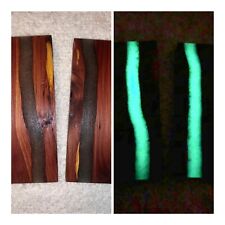 STABILIZED Knife Scales “Ghost River” Glowing Resin and Cedar 5x2 x 3/8th+ Thick picture