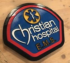 Fire Department Christian Hospital routed wood patch plaque sign carved picture