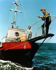 Jaws Robert Shaw on Orca bow sprit with spear gun Richard Dreyfuss 8x10 photo picture