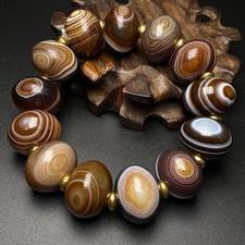 Rare Tibetan Entangled Silk Agate Beads Dzi Bead Amulet Bracelet G1463 picture