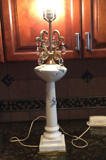 TALL Unusual Vintage Porcelain TABLE LAMP w/ applied grapes & leaves ~43