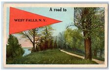 1919 A Road To West Falls Pennant Forest River View New York NY Antique Postcard picture