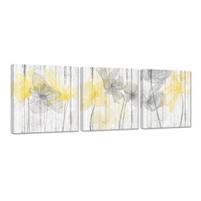 Zlove 3 Pieces Yellow Flower Bathroom Wall Art picture