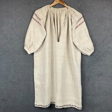 Antique Hand Embroidered Peasant Dress Ukrainian Vyshyvanka Handwoven Linen picture