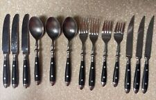 Hampton Silversmiths BLACK  6 Knives 3 Tablespoons 4 Forks 13 Total Vintage picture