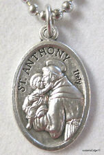 St Anthony of Padua Medal Religious Necklace,Silver Plated,No Tarnish Chain picture