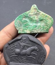 Natural Old Nephrite Jade Stone Roman Greek King On Ride Position intaglio Pende picture