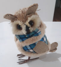 Burlap Owl: Colorful Bow Tie and Coat.  Stands 8