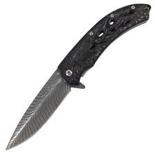 Black Hawk Flaming Eagle Knife | Spring Assisted Opening Faux Damascus Blade picture