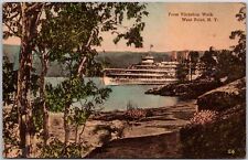 West Point NY-New York, Flirtation Walk, Steamship In Distance Vintage Postcard picture