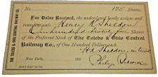 1890 TOLEDO & OHIO CENTRAL RAILWAY PREFERRED STOCK TRANSFER FORM picture