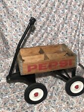 Vintage PEPSI Cola Wooden Crate Wagon With Radio Flyer Style Suspension picture