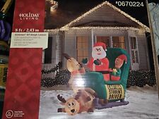 Holiday Living Gemmy Airblown Elf Sleigh Lesson 8ft Inflatable  picture