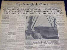 1942 JANUARY 4 NEW YORK TIMES - 60 PLANES BOMB CORREGIDOR, DAMAGE SLIGHT- NT 897 picture