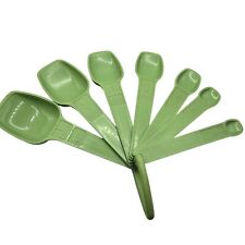 Vintage Tupperware Measuring Spoons Green Set of 7 Plastic Kitchen Collectible picture