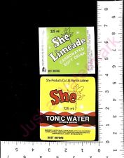Lot of Vintage She Brand Carbonated Beverages Labels Tonic Water Soda Lemonade picture