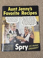 Vintage Cookbook SPRY AUNT JENNY'S FAVORITE RECIPES Kitchen 1930s Illustrated picture