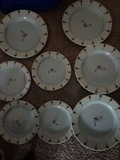 8Marble Canyon enamelware serving Plates lot pink flamingo  4 Plates 10” & 4 8” picture