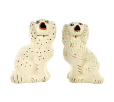 Dog Statue Pair Porcelain Figurine Vintage Staffordshire Style Decor Gift picture