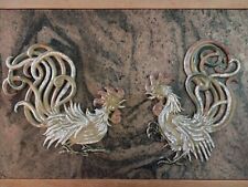Pair of Vintage Vermay Metal Rooster Cock Fighting Metal Wall Hangings picture