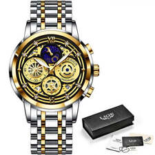LIGE Chronograph Men Watches Waterproof Stainless Steel Luxury Hollow Man picture