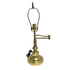 Vintage Brass Swing Arm Adjustable Table Lamp 14” No Shade picture