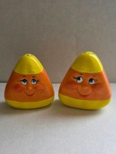 Jean Grief Candy Corn Couple 1990s Signed Salt and Pepper Shakers set picture