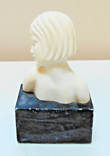 Antique Art Deco Marble Lady Head Torso Figurine Sculpture on Base READ picture