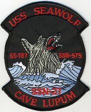 USS Seawolf SSN 21 -  Crest Black 5 x 4 inch Fully Emb c5203 picture