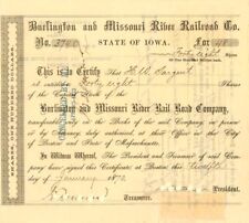 Burlington and Missouri River Railroad Co. - Railroad Stocks picture